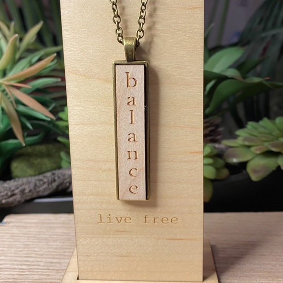 HANDMADE Necklace Artisan BALANCE Wood Pendant Statement Organic Eco Friendly - Picture 2 of 3